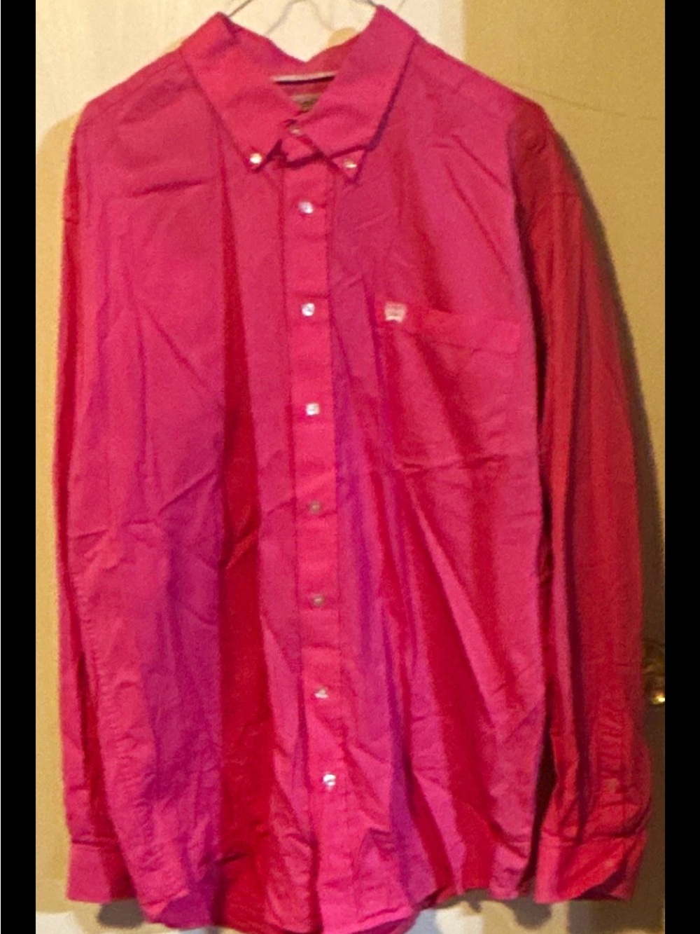 Cinch Men's Long-Sleeve Button-Down Shirt in Bright Pink